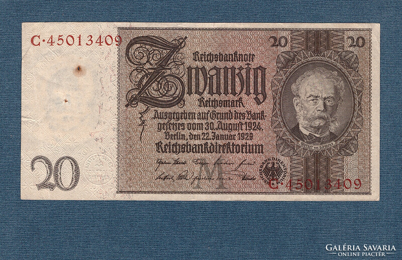 20 Reichsmark 1929 azaz Húsz Német Birodalmi Márka