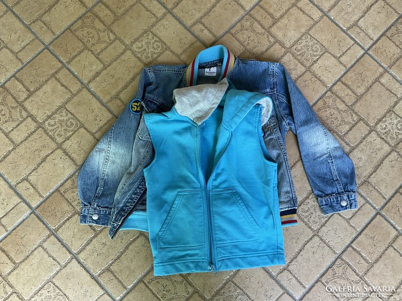 C&a denim jacket jacket with removable hooded vest lining 122