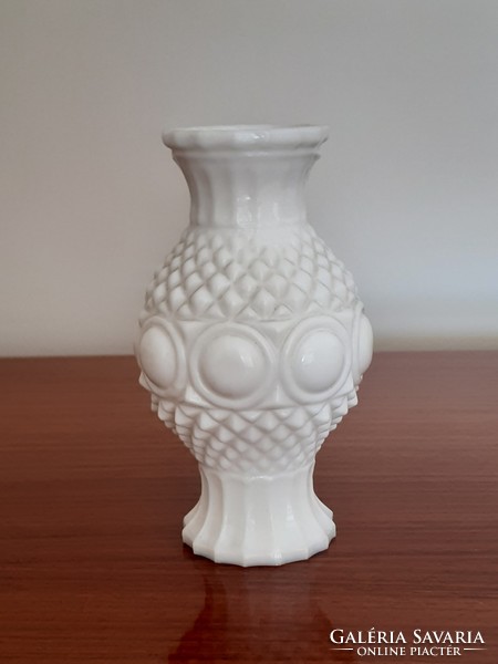 Old white chalcedony glass vase cast glass milk glass vase