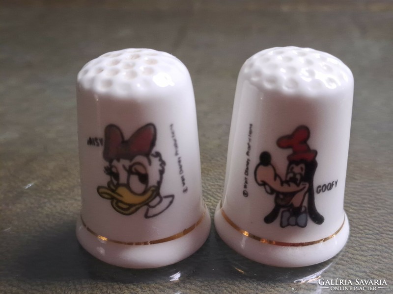 English porcelain thimble disney daisy duck and goofy dog