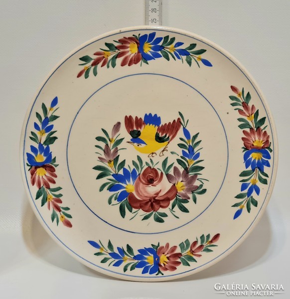 Körmöcbánya colorful bird and flower patterned hard ceramic wall plate (2556)
