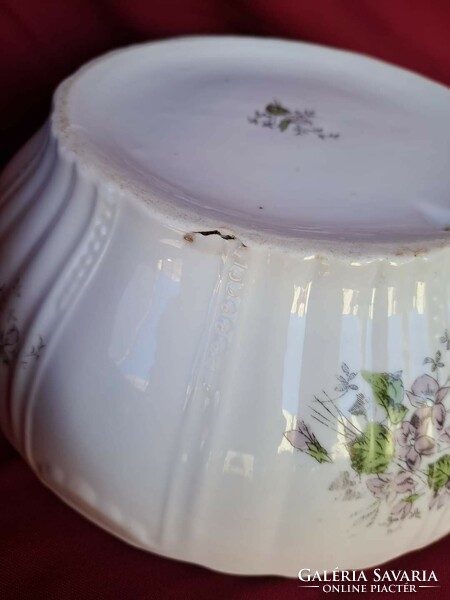 Violet floral porcelain scone bowl soup bowl stew bowl coma bowl peasant bowl