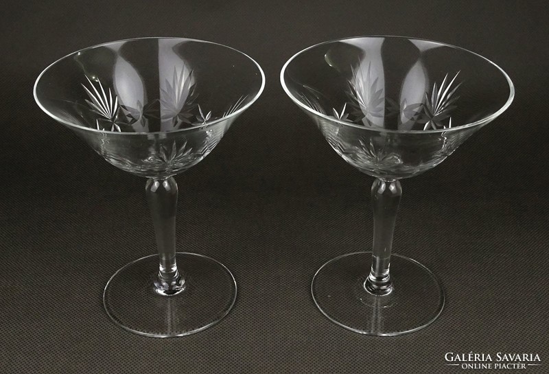 1M431 pair of beautiful old stemmed crystal champagne glasses