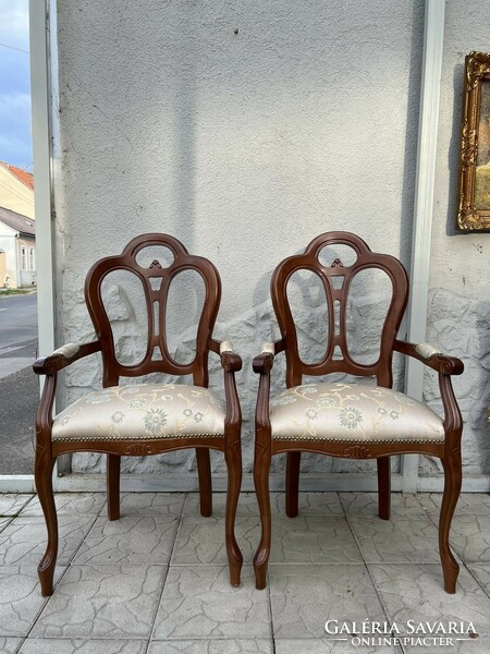 Italian style armchairs made of solid wood with new upholstery