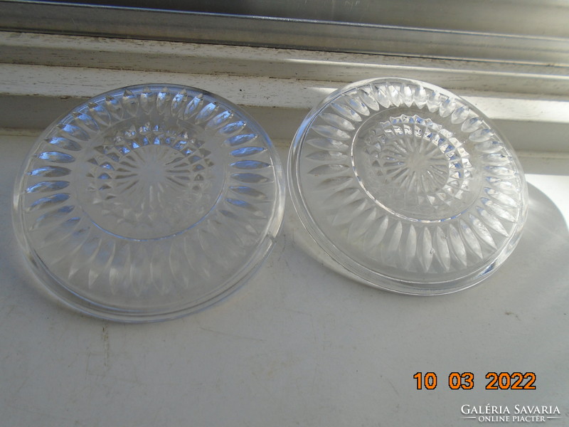 Engraved polished rosette thick glass bowl 2 pcs