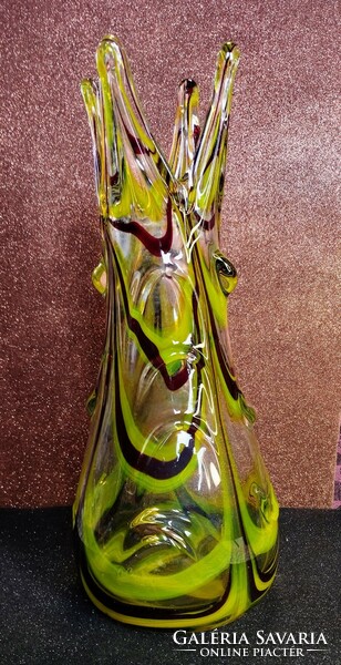 Czech glass vase with crown head