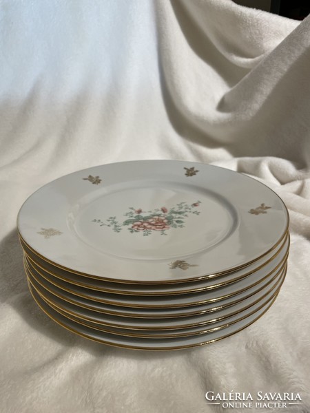 Limoges French plates 7 pcs, with flower pattern decor
