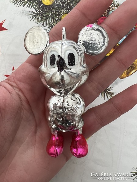 Antik, ritka Mickey egér műanyag karácsonyfadísz
