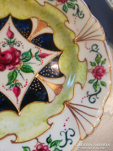 Antique hand-painted Bieder porcelain cake plate - marked