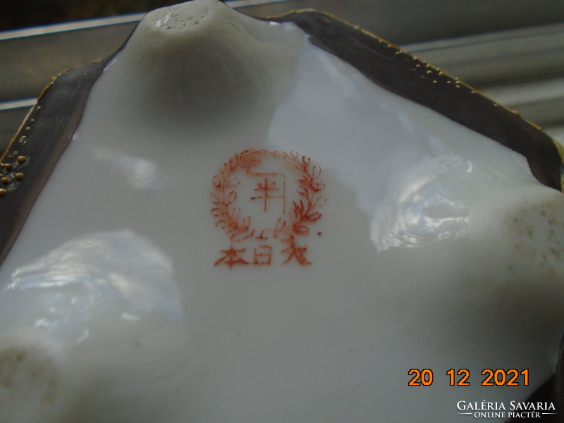 Antique satsuma moriage hand with hexagonal incense marked with Japanese punctuation