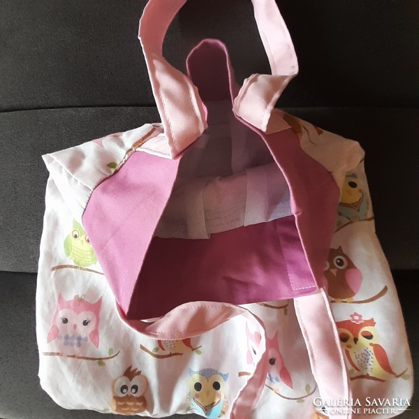 Baglyos rózsaszín vászon táska
