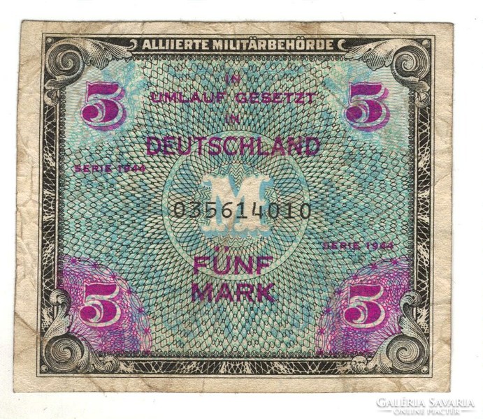 5 márka 1944 Németország katonai bankjegy 1.