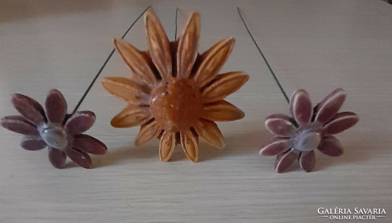 3 szál barna-lila kerámia virág