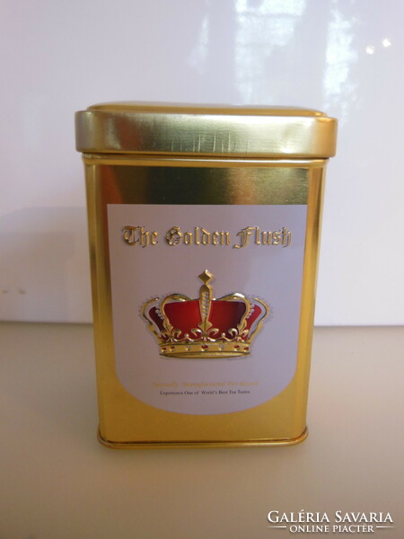 Box - metal - tea - Ceylon - embossed - crown on both sides - 12 x 8 x 6 cm - - flawless