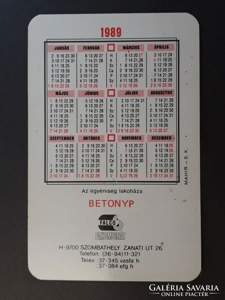 Old card calendar 1989 - betonyp falco wooden combine with inscription - retro calendar