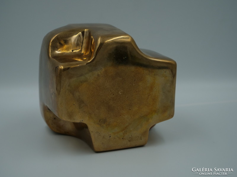 Péter Jecza: cuddling, signed bronze statue