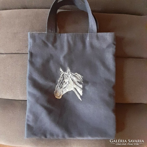 2 In 1, horse-rose denim-canvas bag