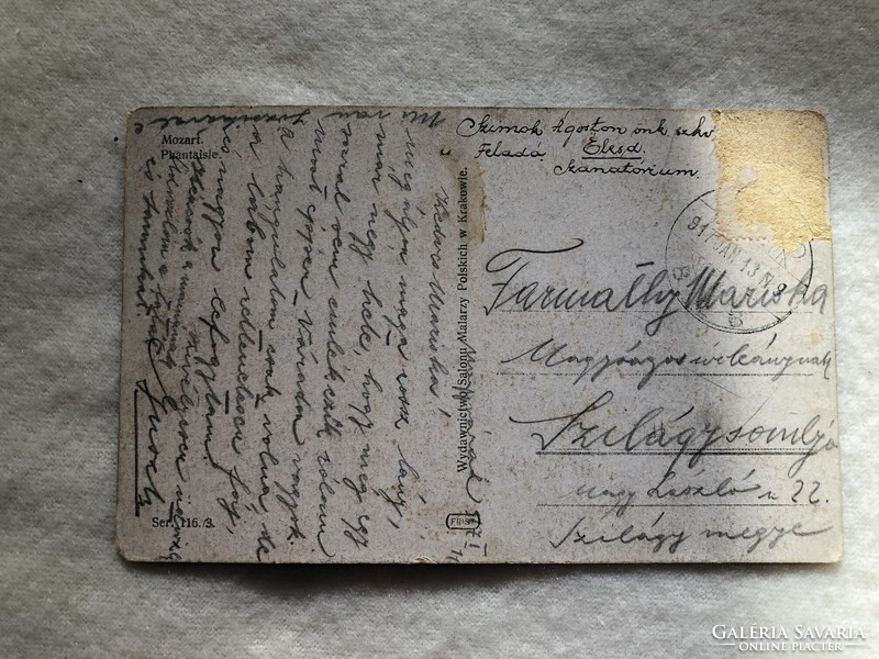 Antik, régi képeslap  -   Mozart     - 1917                                 -5.
