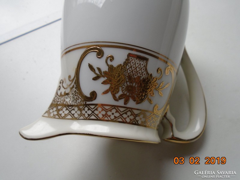 1920 NORITAKE luxus japán Art Deco aranybrokát virágkosár 44318 mintaszám újszerű tejszínes kiöntő