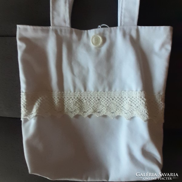 White lace canvas bag