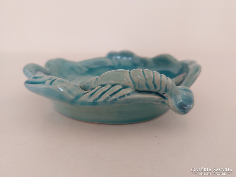 Old zsolnay blue glazed crab bowl decorated