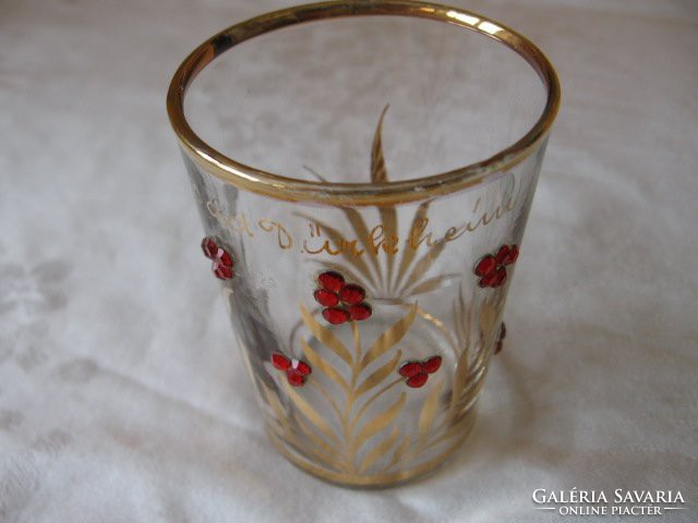 Antik Bad Dürkheim dúsan aranyozott gyöngyös kúra pohár