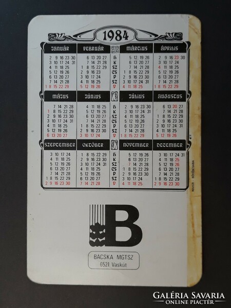 Old card calendar 1984 - with phytohorm inscription - retro calendar