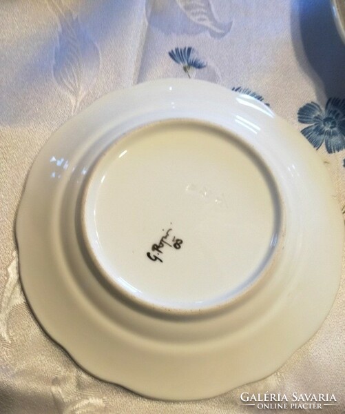 Antique hand-painted Bieder porcelain cake plate - marked