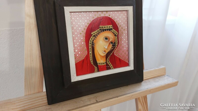 (K) Kis Madonna festmény 27x27 cm kerettel