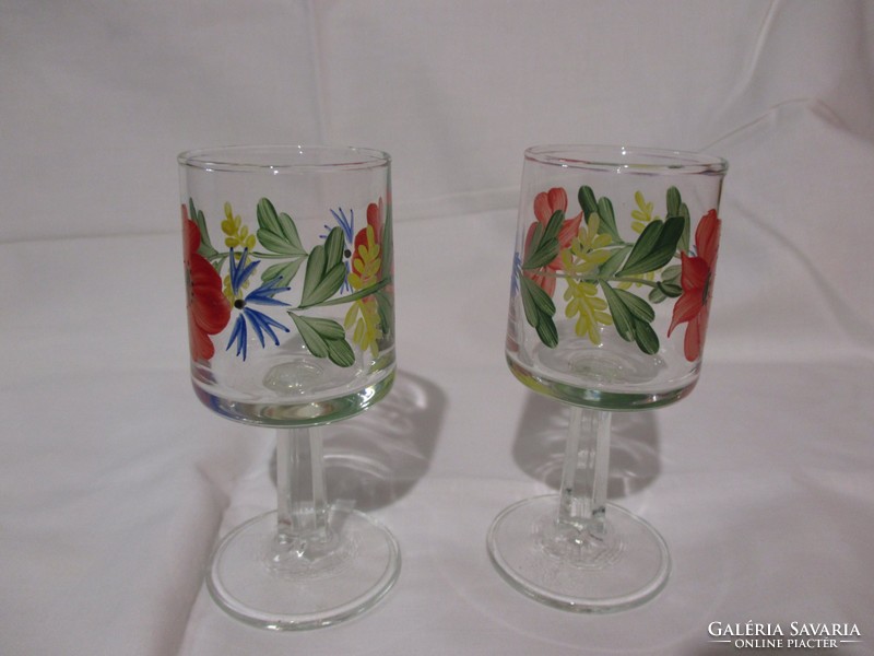 6 Poppy-cornflower stemmed liqueur glasses