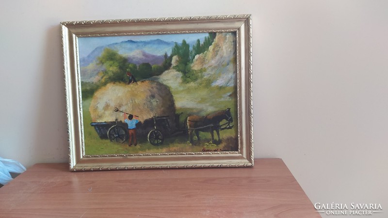 (K) beautiful rural life picture painting 38x47 cm also in signed foxpost.