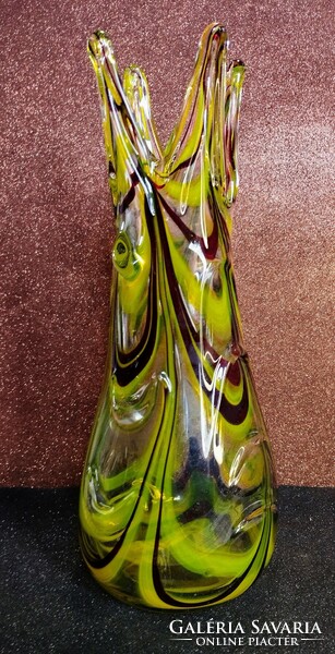 Czech glass vase with crown head