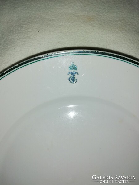 Zsolnay crown, monogram painted flat plate