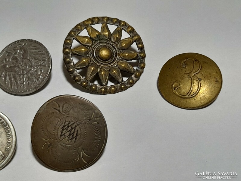 10 antique buttons together