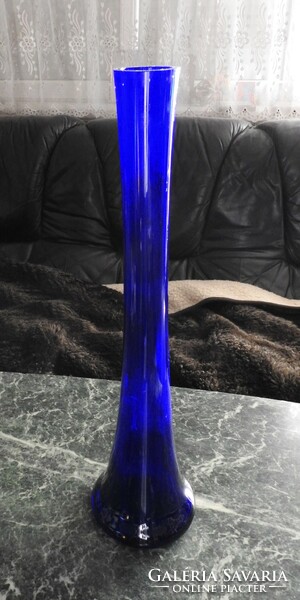 Huge deep blue floor vase - glass vase
