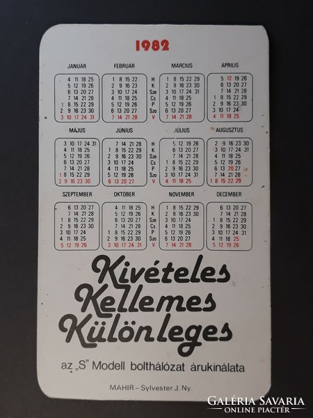 Old card calendar with 1982 model inscription - retro calendar