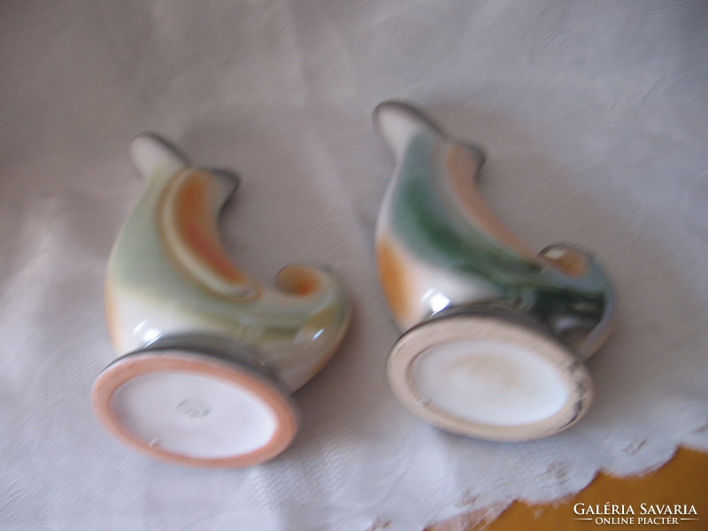 Hungária industrial art ceramics ksz retro luster bird shape vases