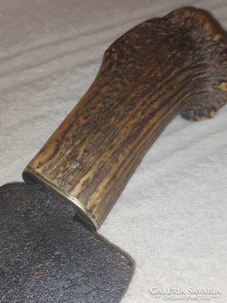 Antique forged bard with antler handle from the 19th century.