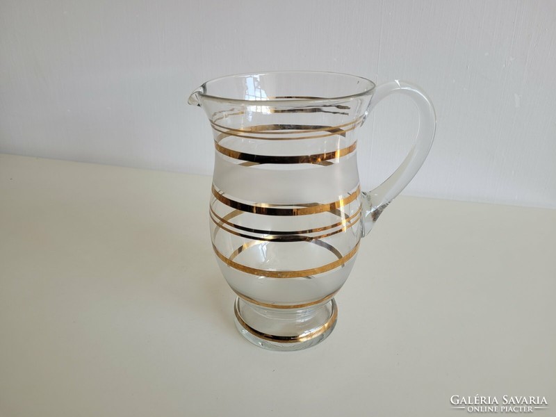 Retro 1.7L Large Glass Pitcher Gold Stripe Old Glass Pitcher Lemonade Pouring Water Pitcher