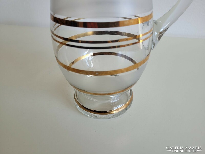 Retro 1.7L Large Glass Pitcher Gold Stripe Old Glass Pitcher Lemonade Pouring Water Pitcher
