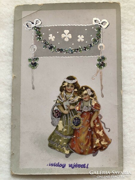 Antique silver-plated New Year's card - 1925 -5.