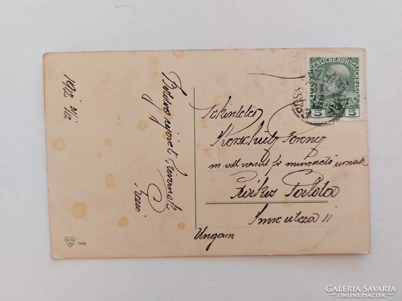 Régi újévi képeslap 1912 levelezőlap havas táj szekér