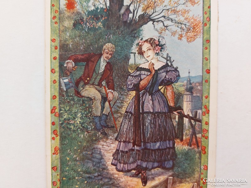Old postcard postcard 1915 romantic couple
