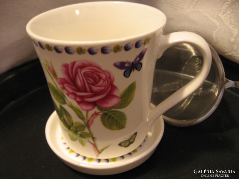 Top-line design mug with a pink butterfly lid and filter