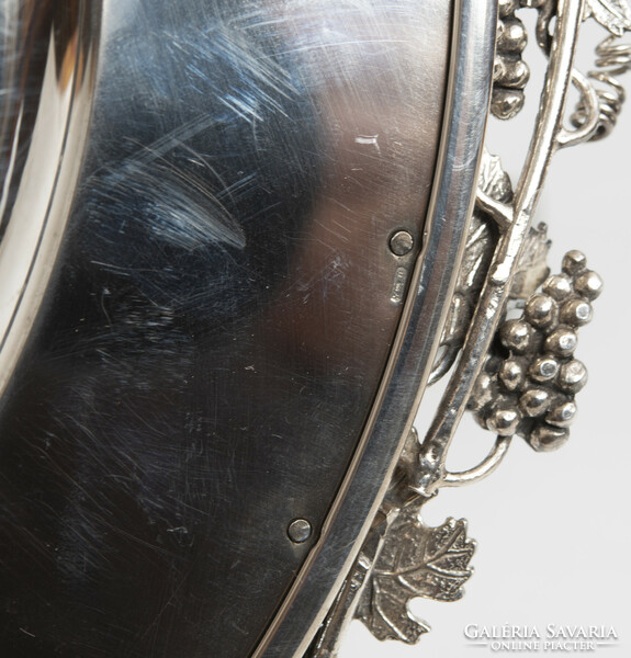 Silver grape pattern bowl with coaster (e06)