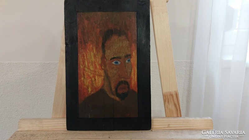 (K) an interesting portrait painting with a 33x21 cm frame with a suromi mark