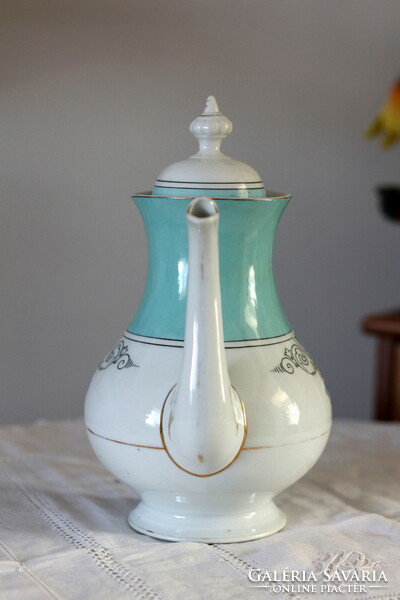 Antique biedermeier, bieder large jug, hand painted, beautiful turquoise/white color