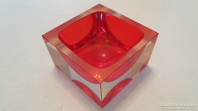 Moser red retro glass ashtray old ashtray ornament mid century