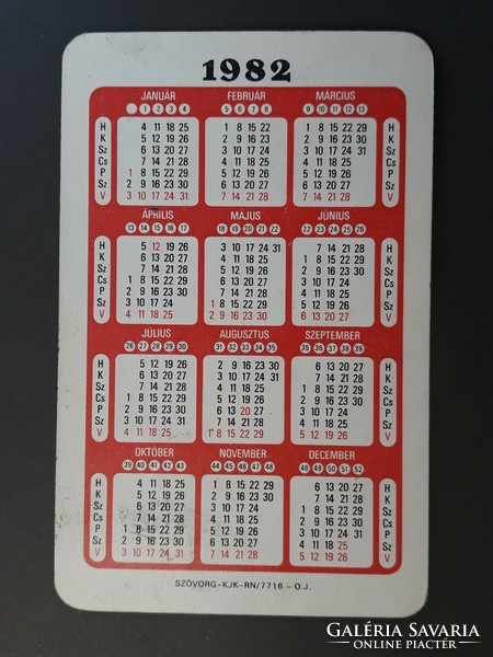 Old card calendar 1982 - savings letter with inscription - retro calendar