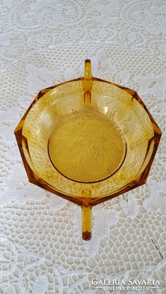 Beautiful amber-colored thick glass centerpiece, offering